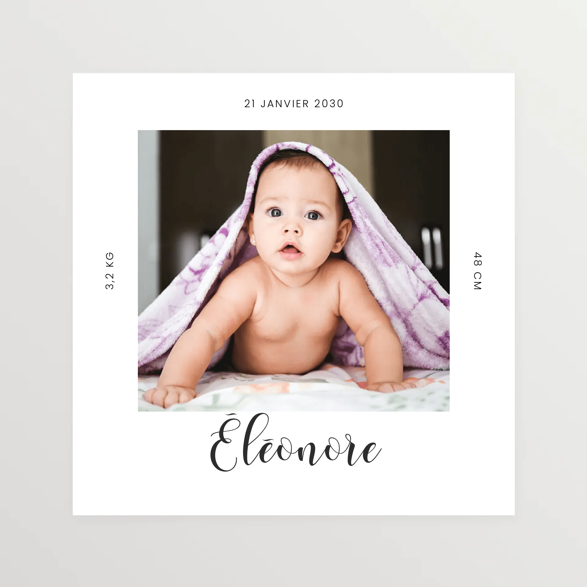 Faire-part naissance personnalisé - Photo carrée - cestfrancais.fr