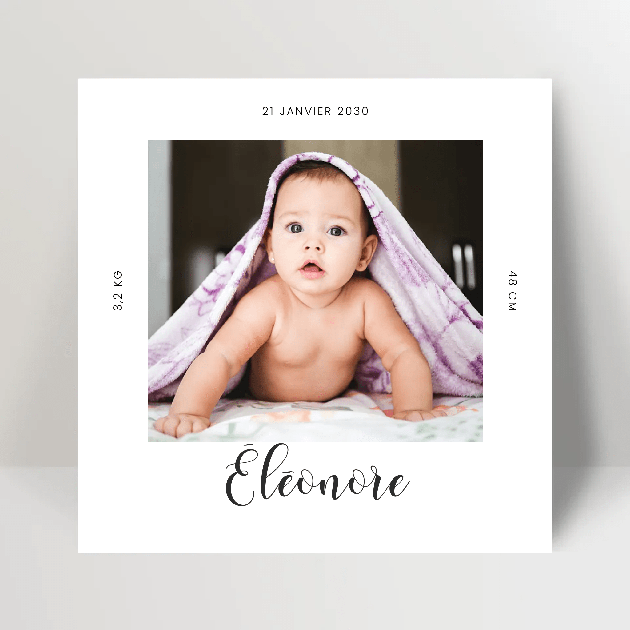 Faire-part naissance personnalisé - Photo carrée - cestfrancais.fr