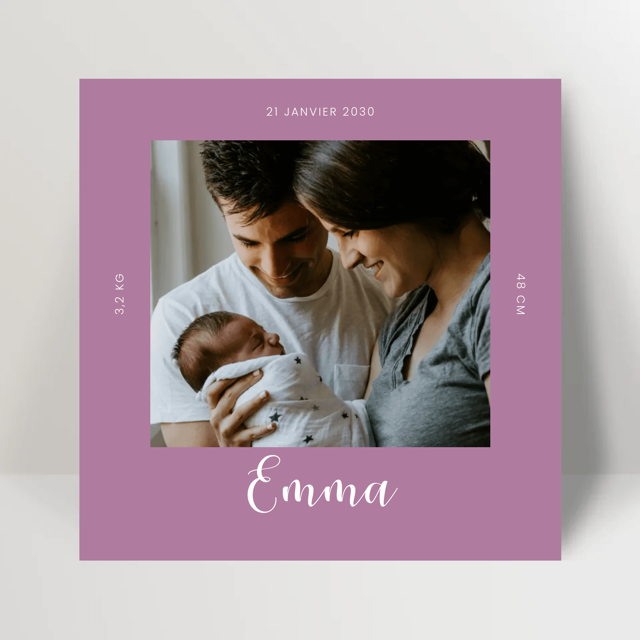 Faire-part naissance - Photo carrée Orchidée - cestfrancais.fr