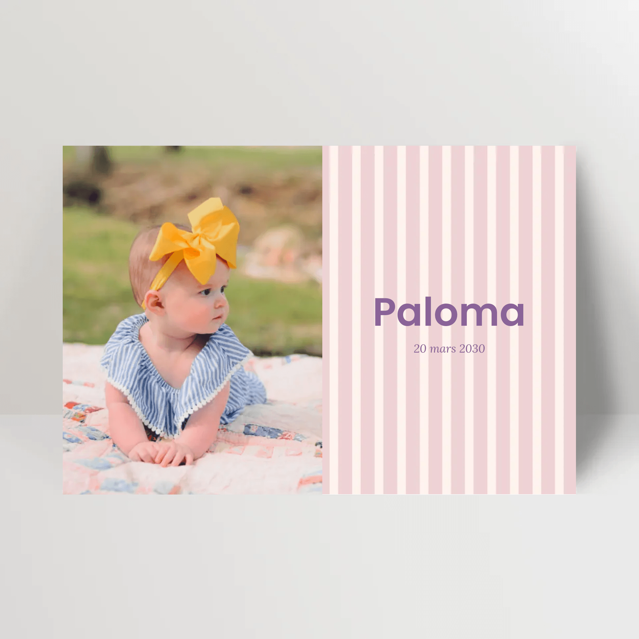 Faire-part naissance personnalisé - Rayures Parme photo - cestfrancais.fr