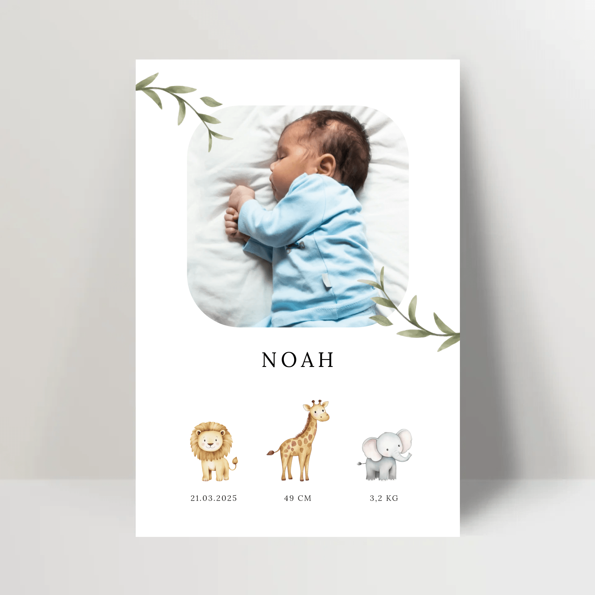 Faire-part naissance personnalisé - Animaux Savane Photo - cestfrancais.fr