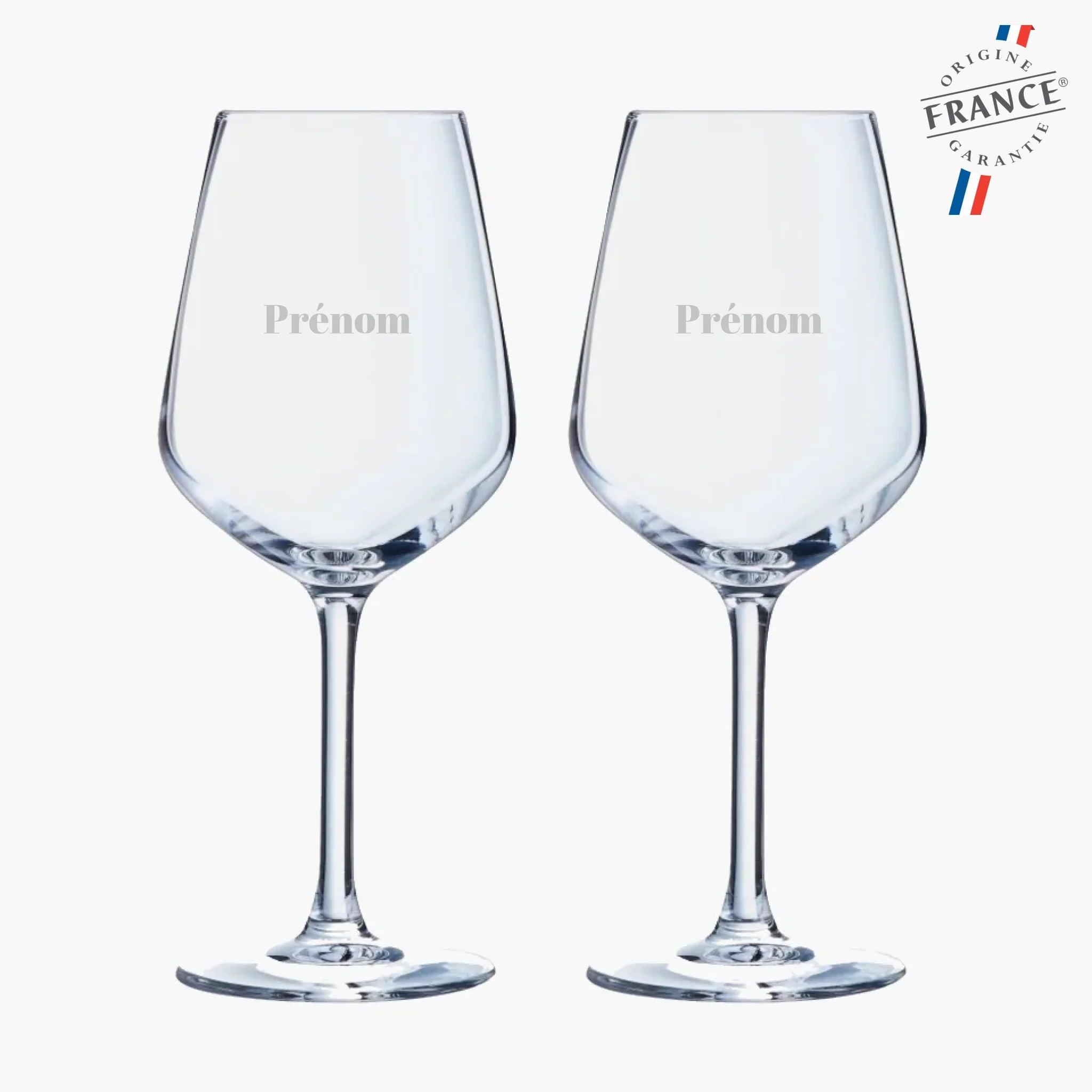 Duo de verres à vin personnalisés - Prénom - cestfrancais.fr