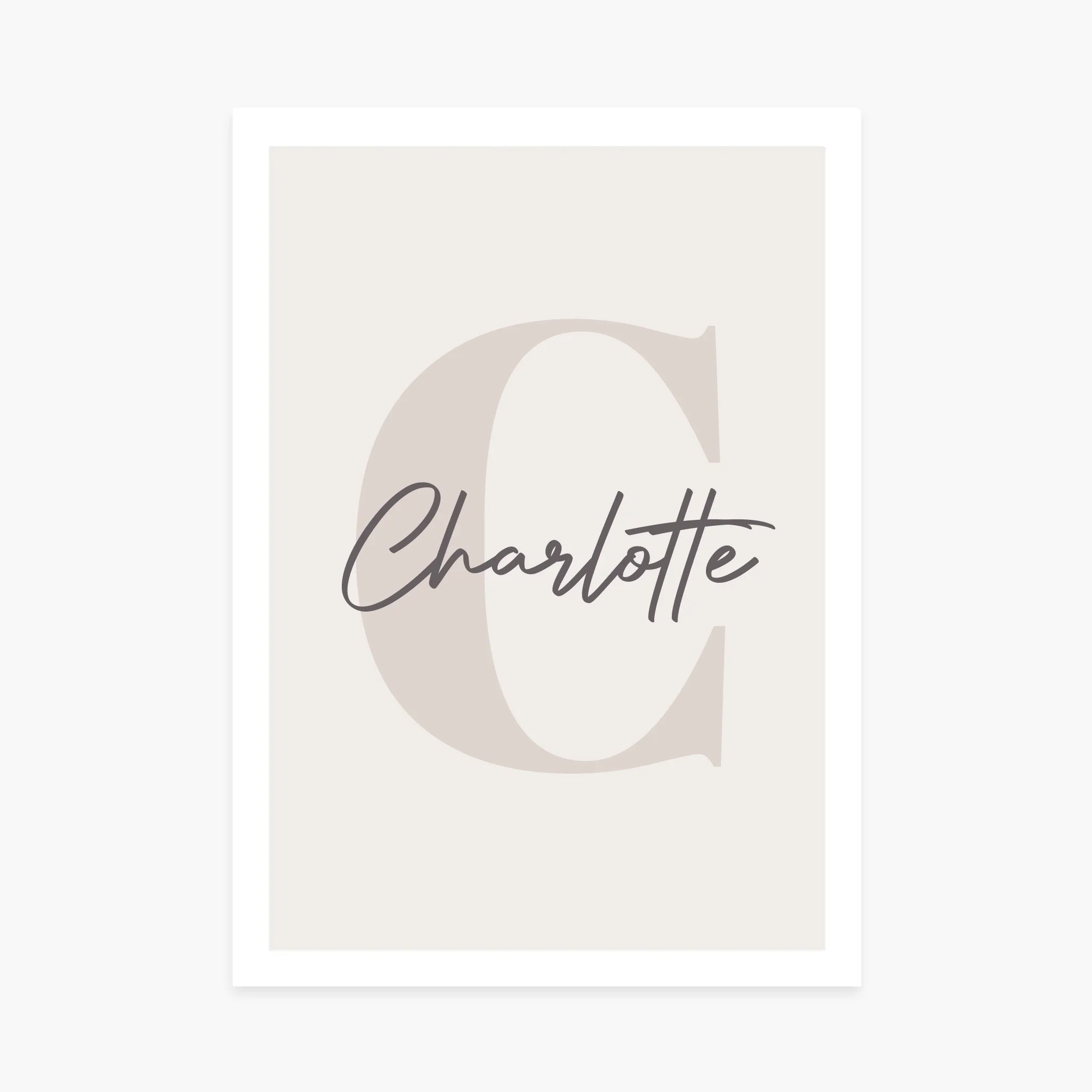 Affiche personnalisée naissance - Initiale prénom marron