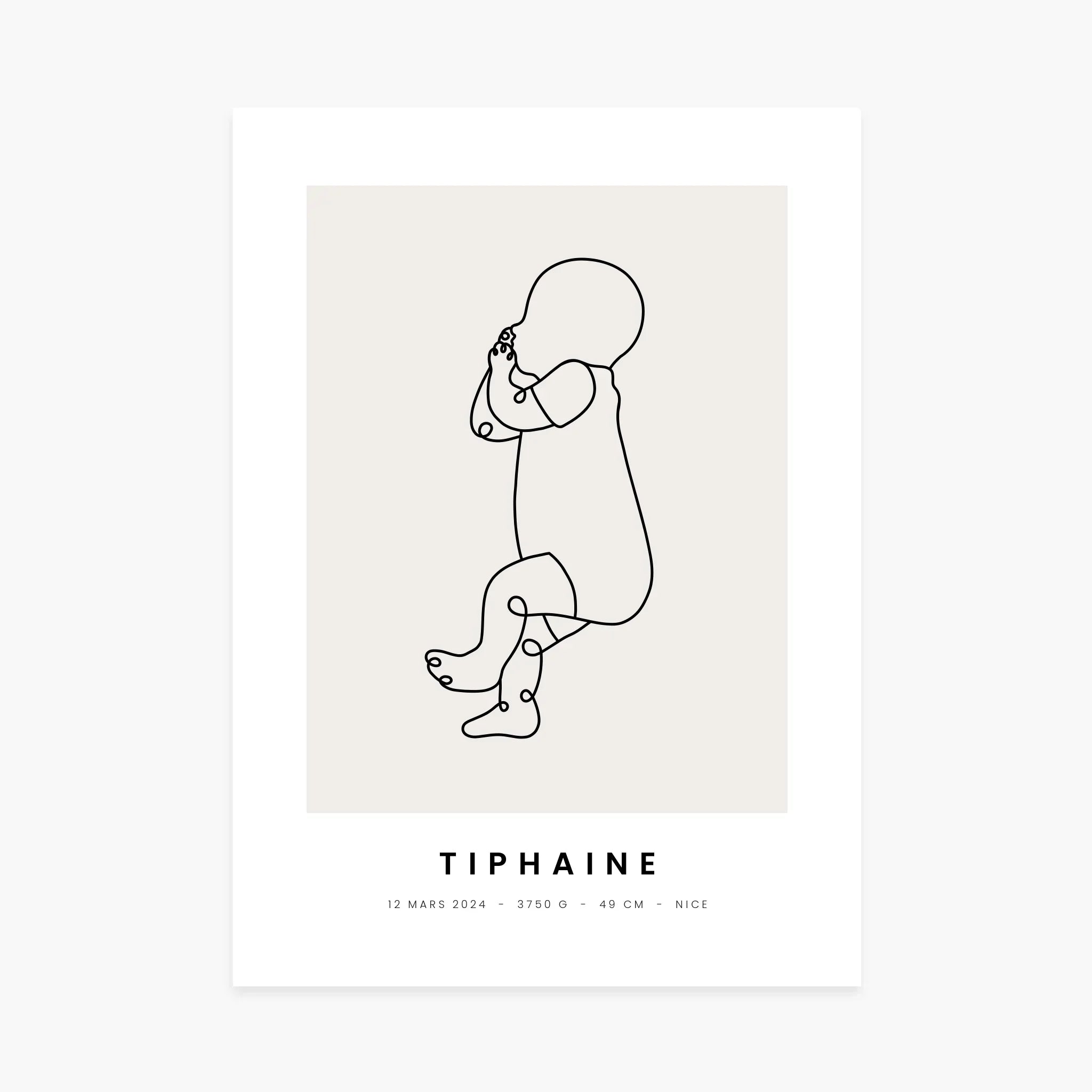 Affiche naissance personnalisée - Bébé Line Art