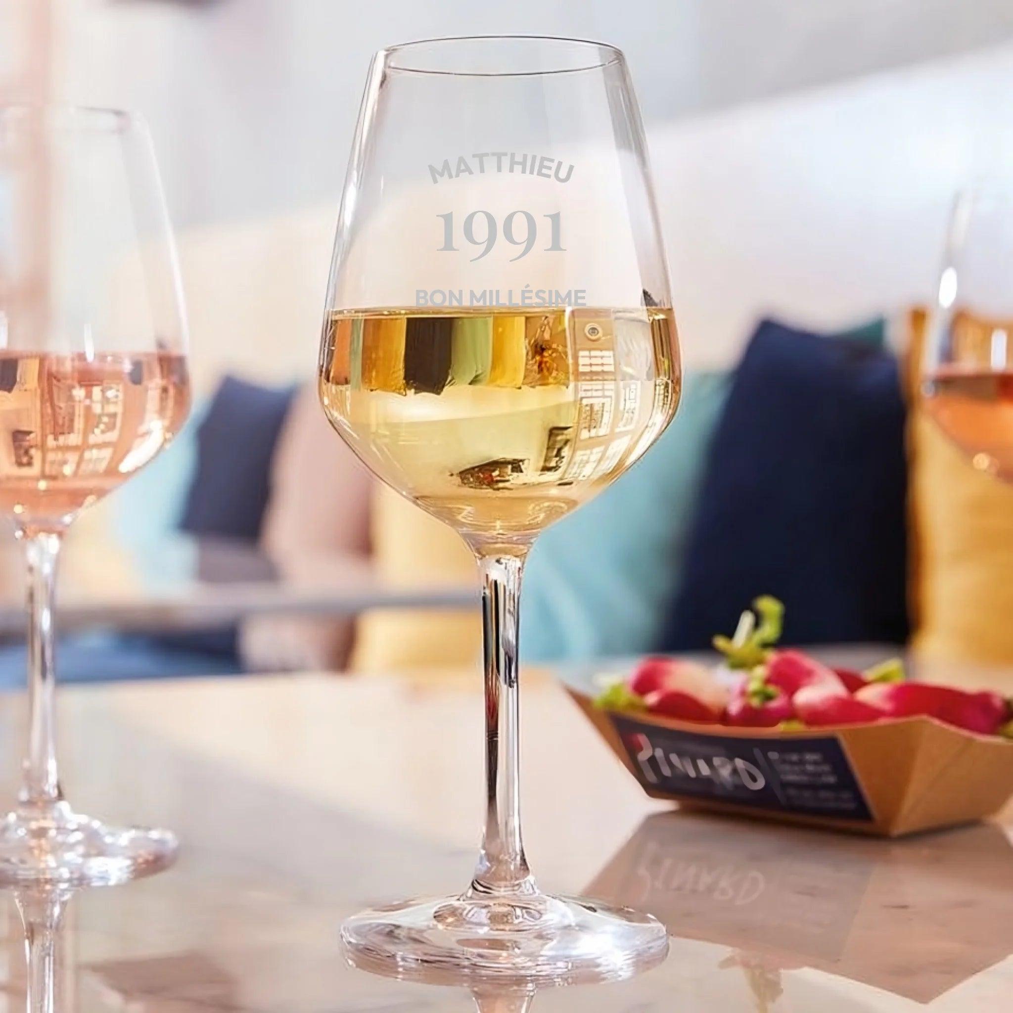 Verre à vin personnalisé - Bon millésime - cestfrancais.fr