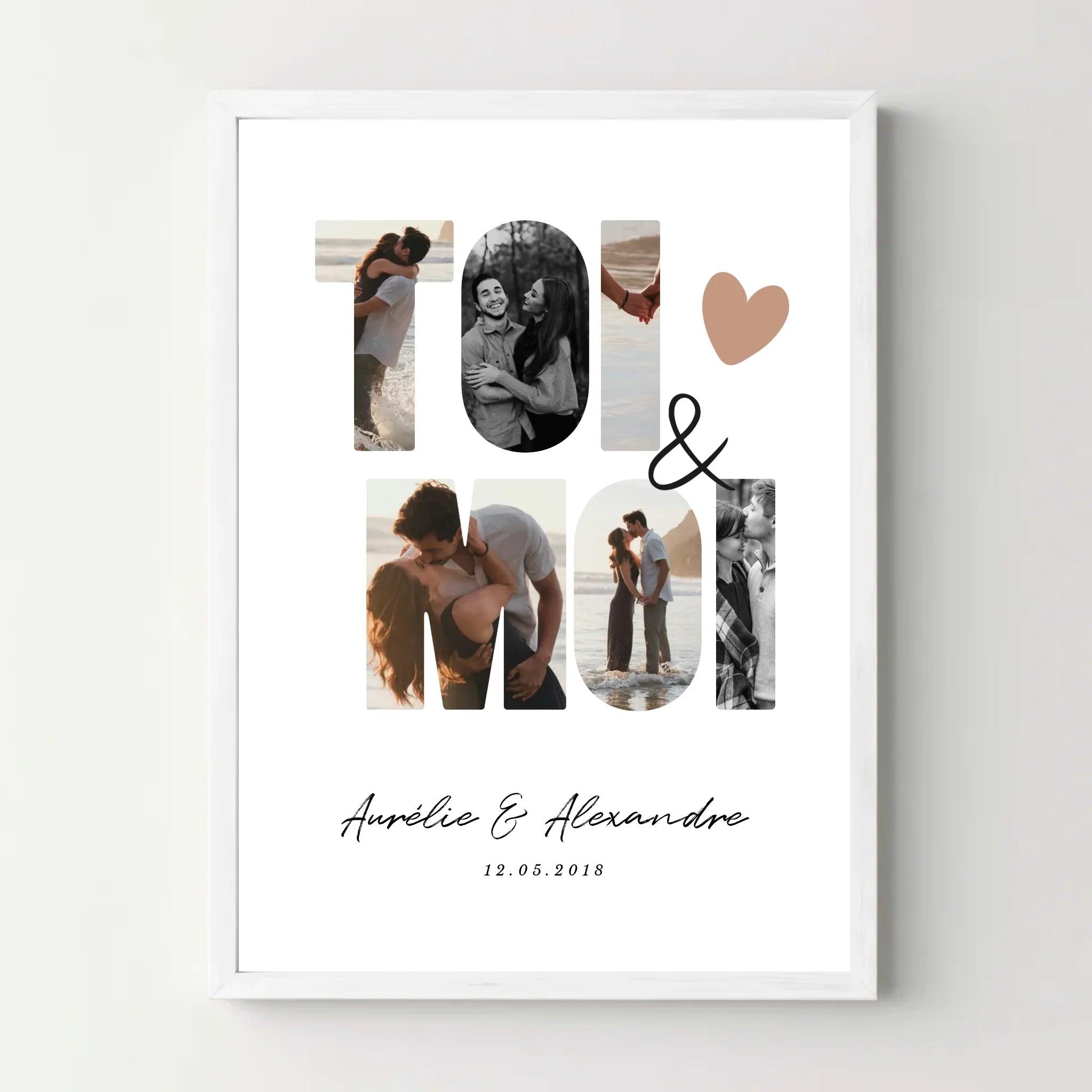Affiche couple personnalisée photos - Toi & Moi - cestfrancais.fr
