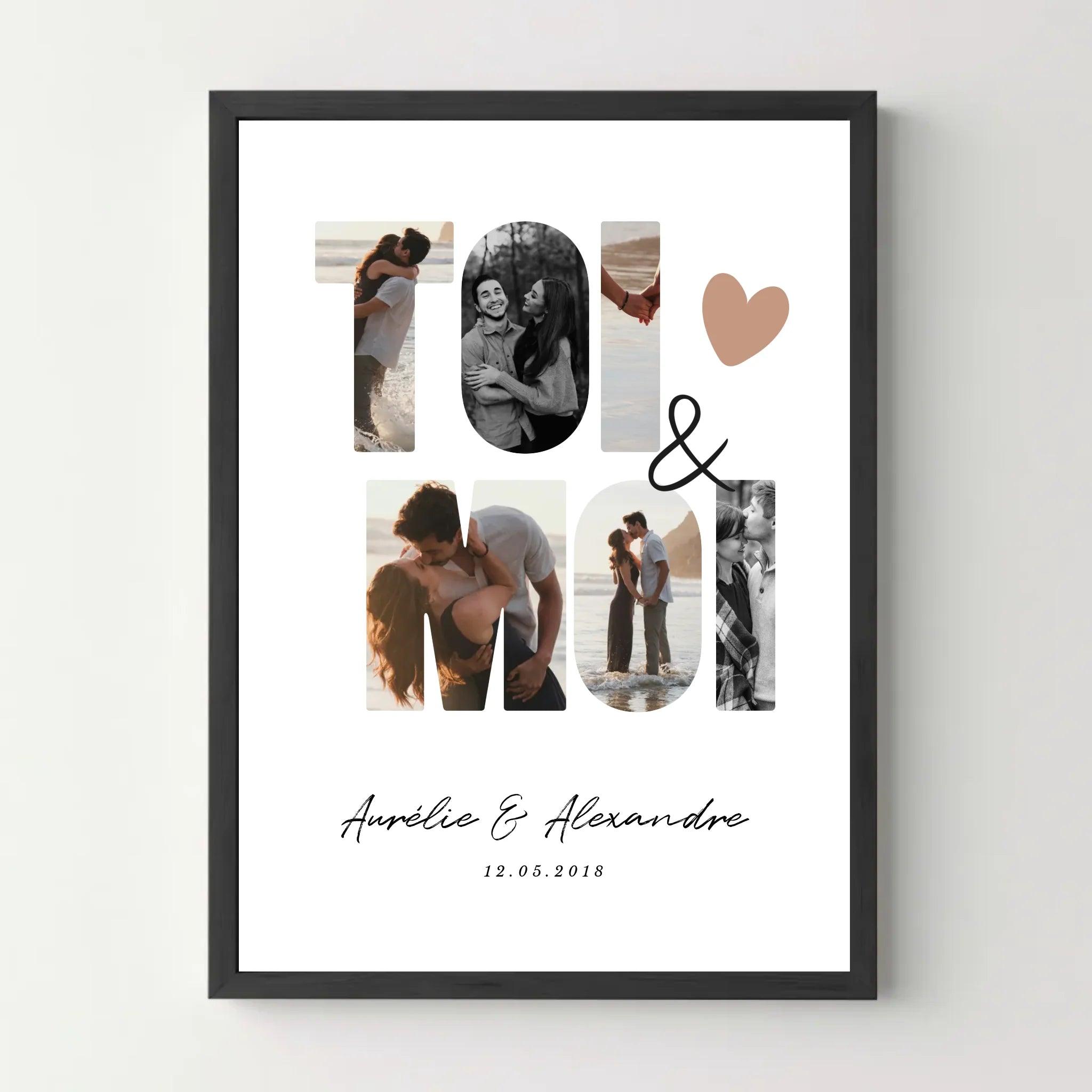Affiche couple personnalisée photos - Toi & Moi - cestfrancais.fr