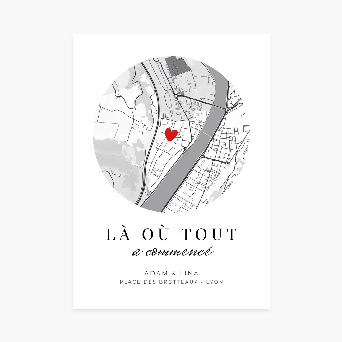 Affiche personnalisée couple - Carte lieu de rencontre