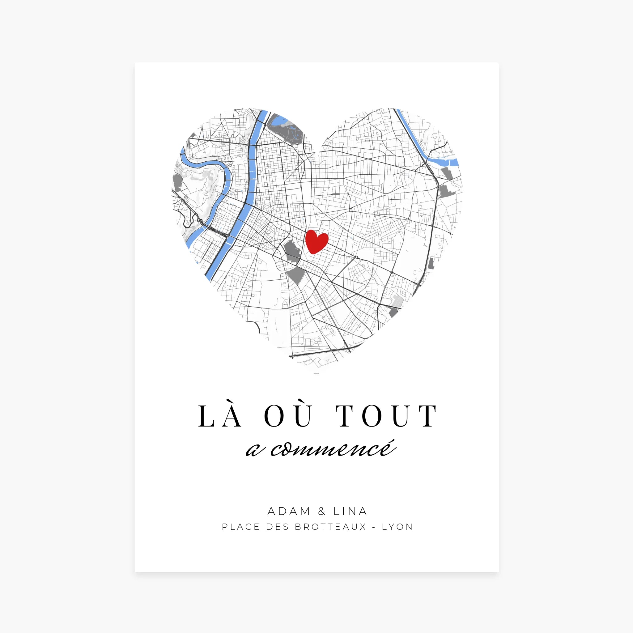 Affiche personnalisée Couple - Là où tout a commencé, carte personnalisable