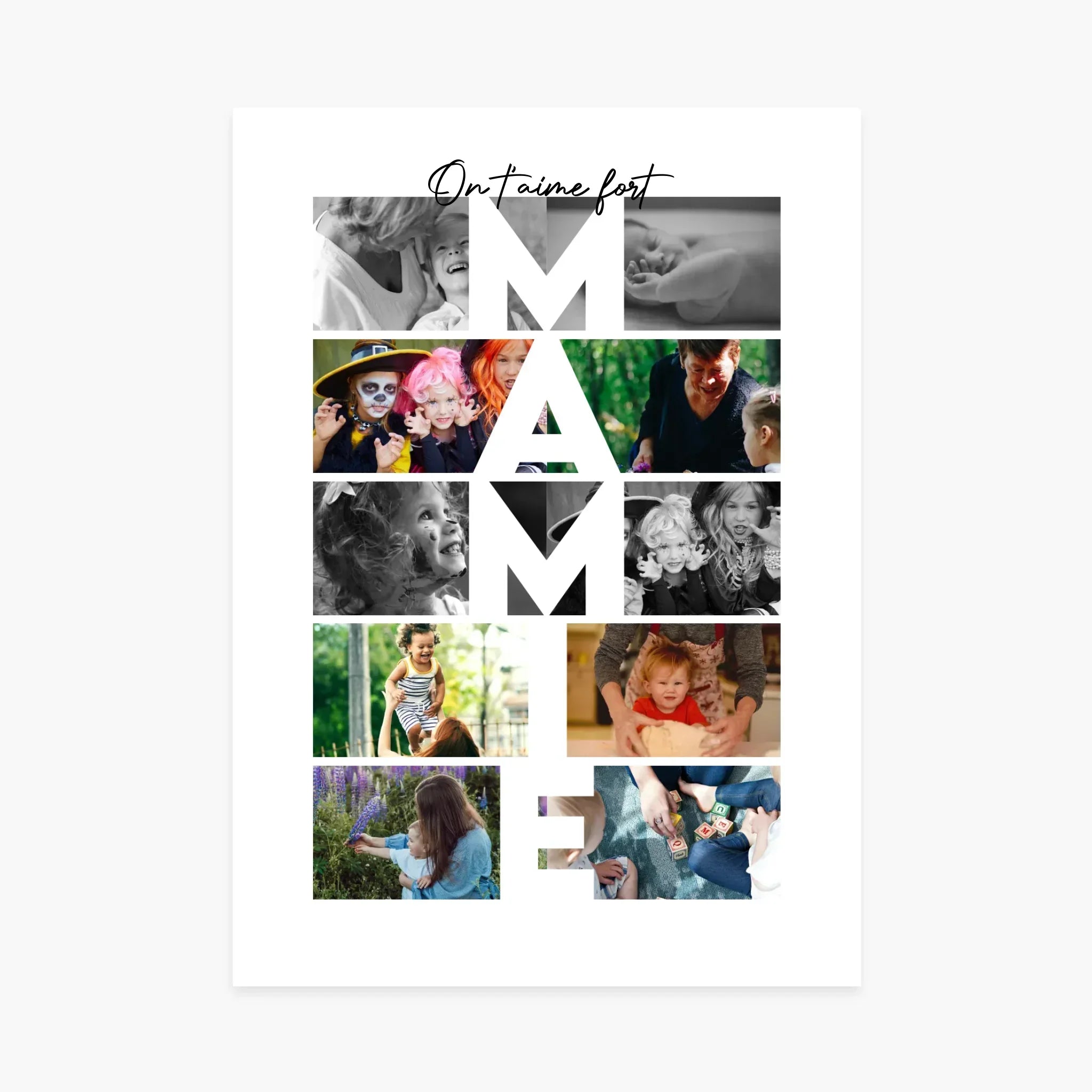Affiche personnalisée MAMIE avec photos de famille, cadeau personnalisé, décoration murale