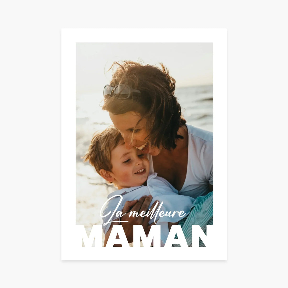 Affiche personnalisée maman enfant à la plage, texte &