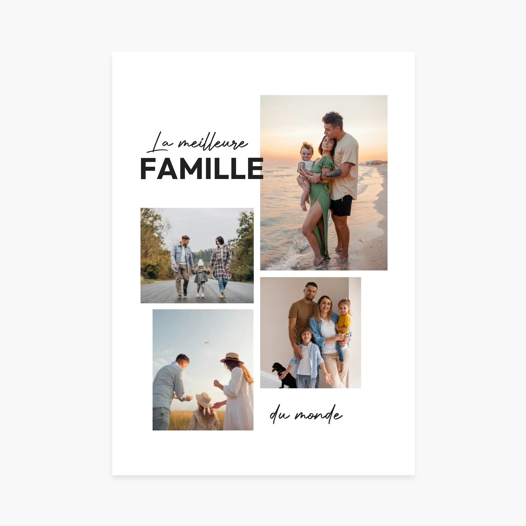 Affiche personnalisée famille, collage photos, texte La meilleure famille du monde