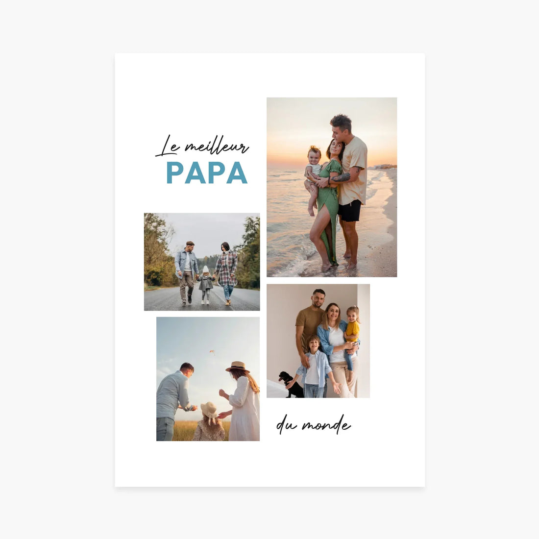Affiche personnalisée Le meilleur papa, collage photo de famille avec enfants, cadeau fête des pères