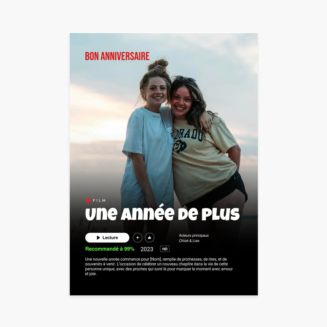 Affiche personnalisée - Anniversaire Netflix