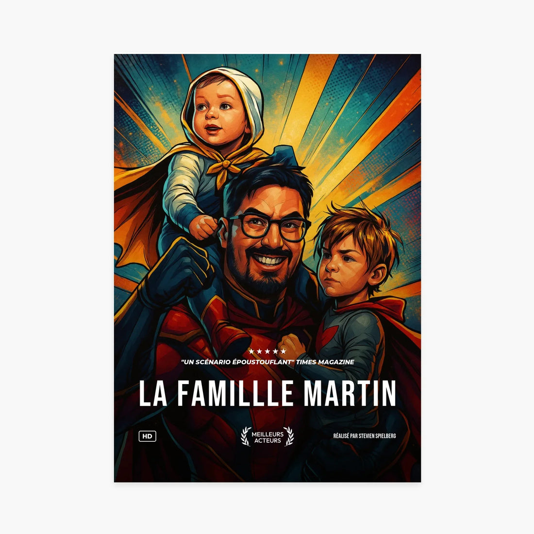 Affiche de film personnalisée - Votre photo en illustration style super héros