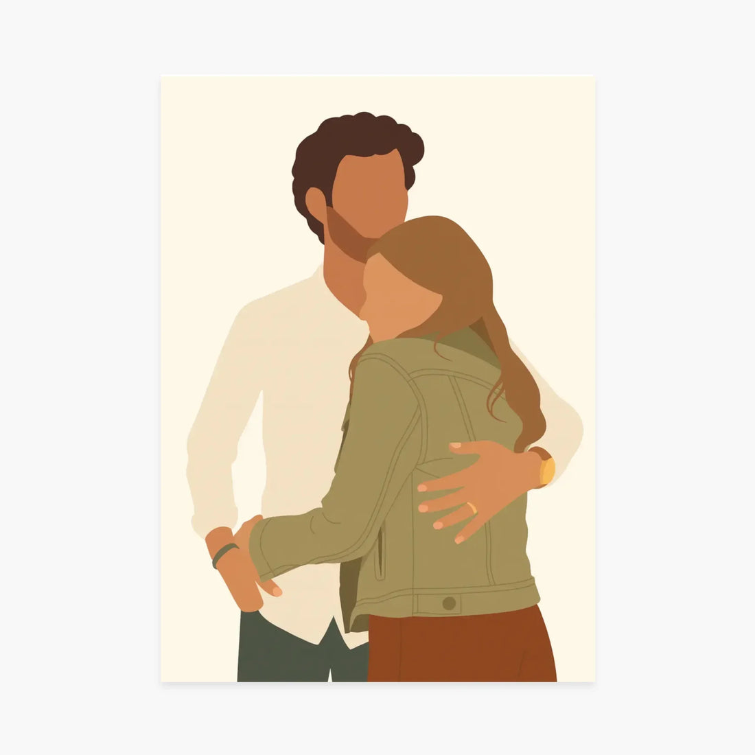 Affiche personnalisée couple enlacé illustration minimaliste, idée cadeau décorative