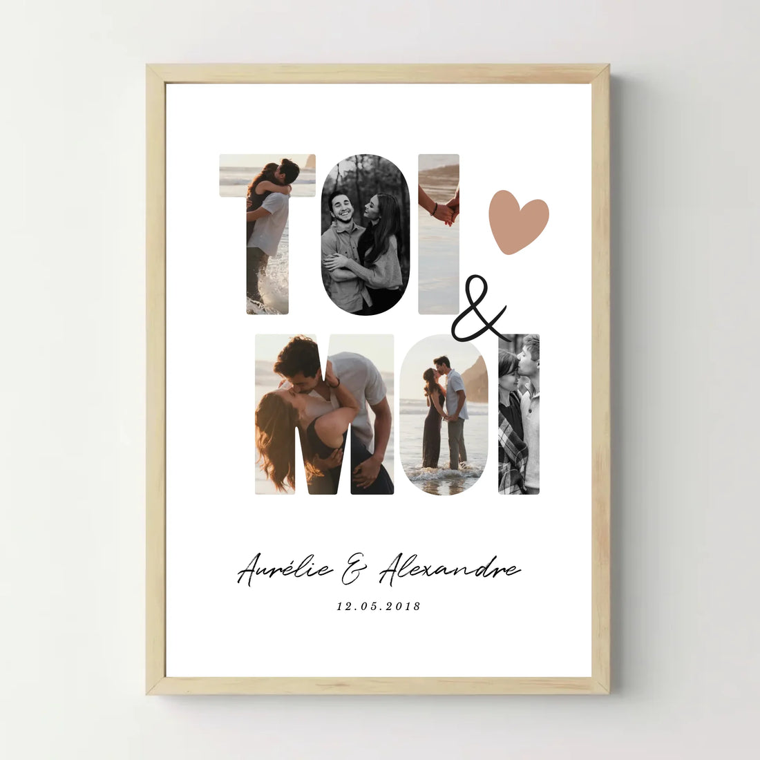 Affiche personnalisée couple avec photos, texte &