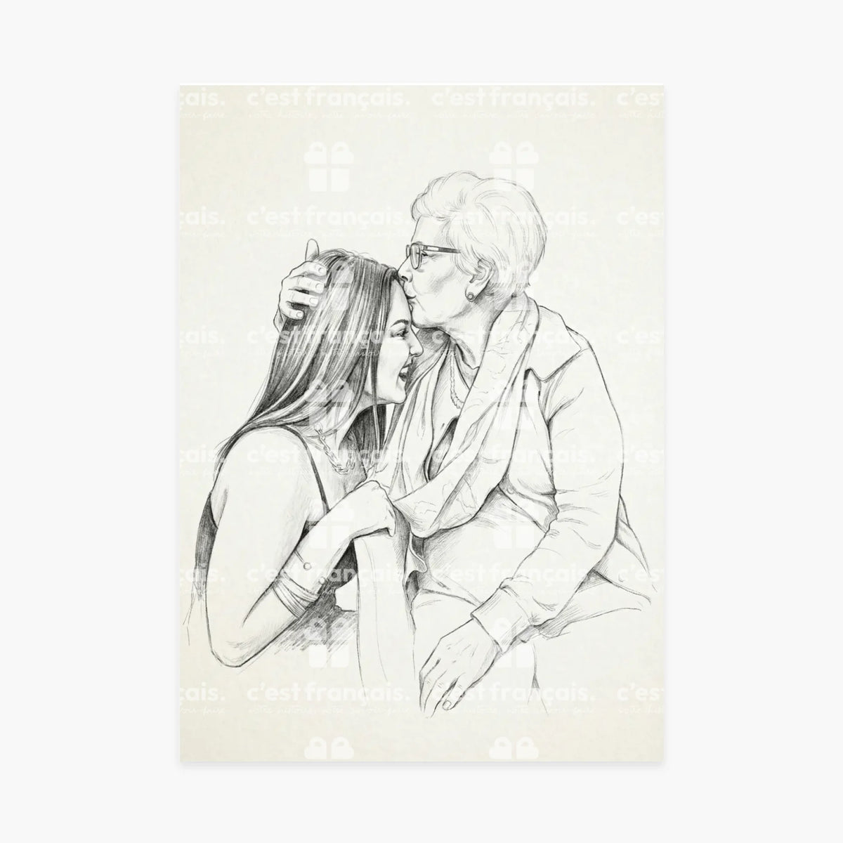 Póster personalizado - Tu foto en ilustración de retrato a lápiz en blanco y negro