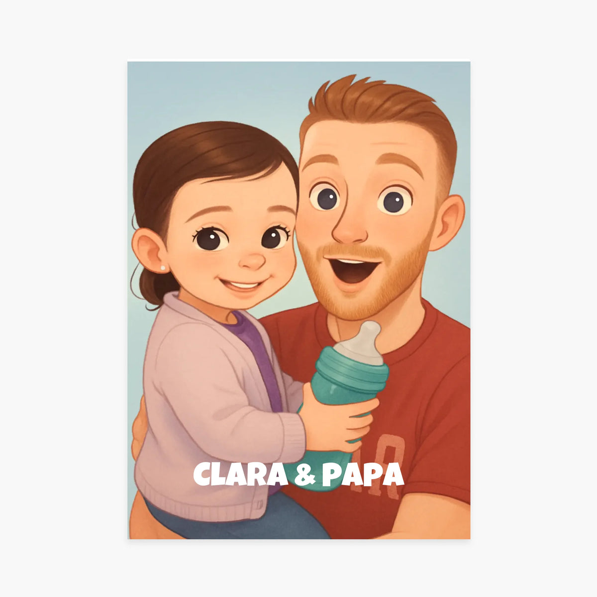 Póster personalizado familiar: tu foto convertida en un retrato dulce y alegre