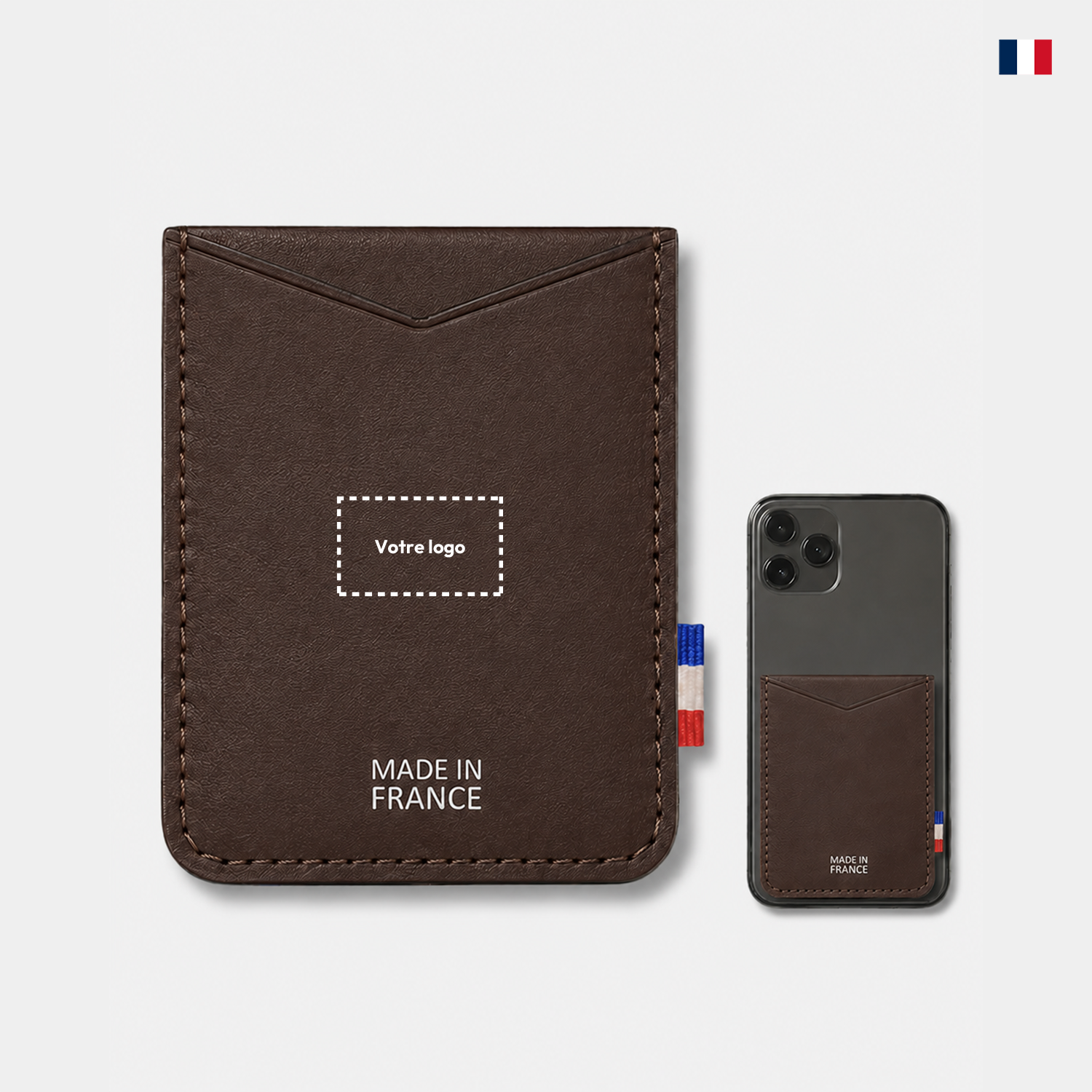 Porte-cartes smartphone personnalisable - Cuir recyclé éco-responsable