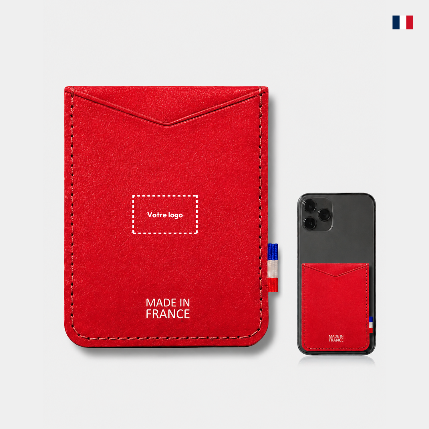 Porte-cartes smartphone personnalisable - Cuir recyclé éco-responsable