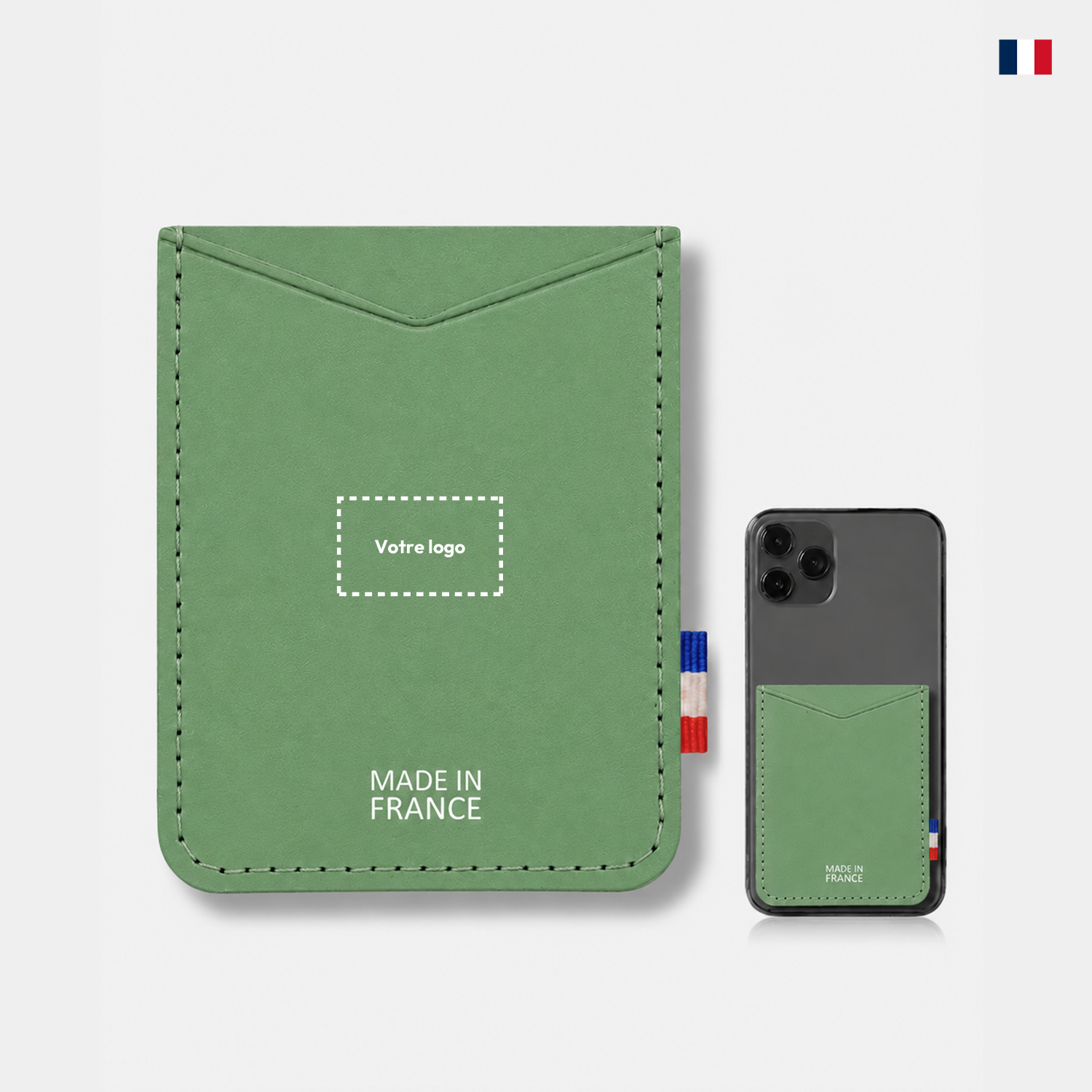 Porte-cartes smartphone personnalisable - Cuir recyclé éco-responsable