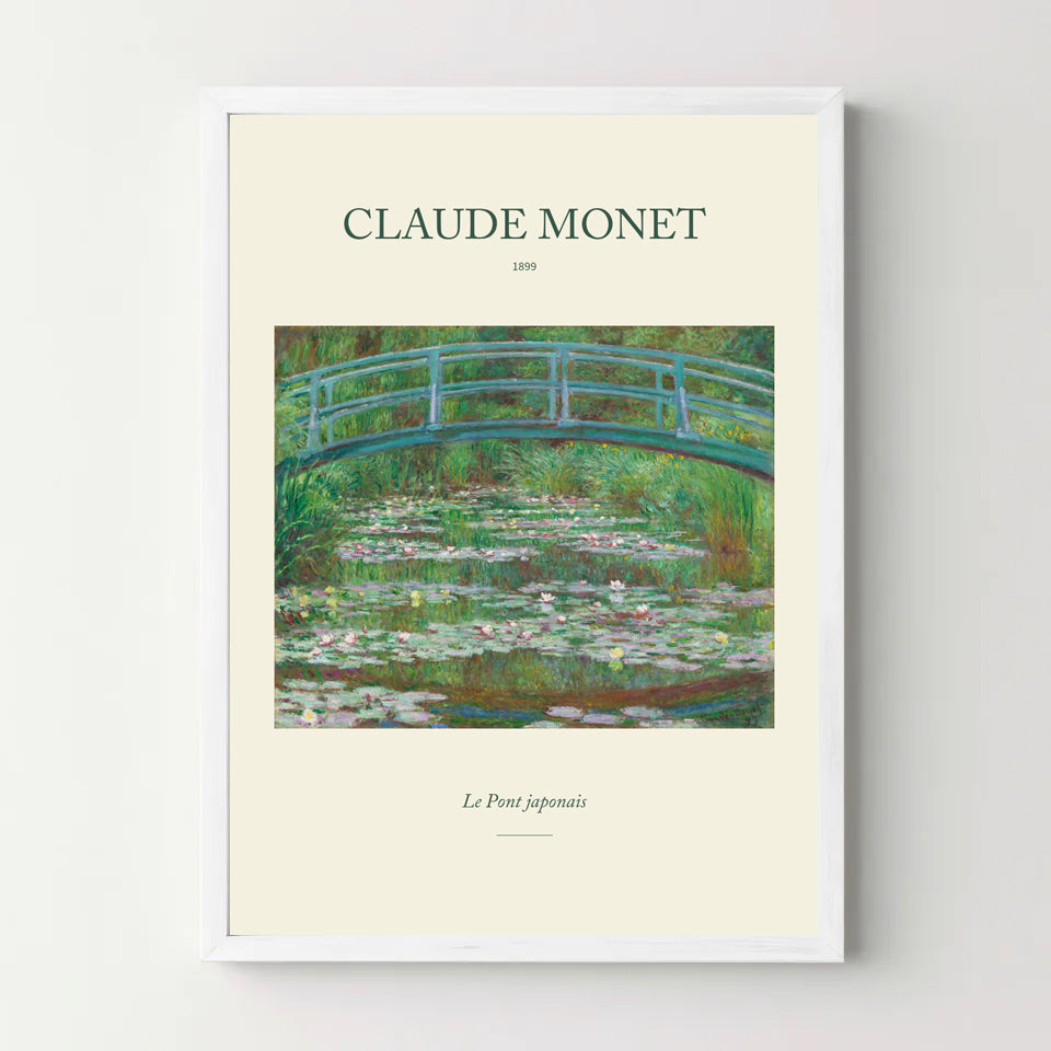 Affiche Claude Monet – Le Pont japonais — cadre blanc