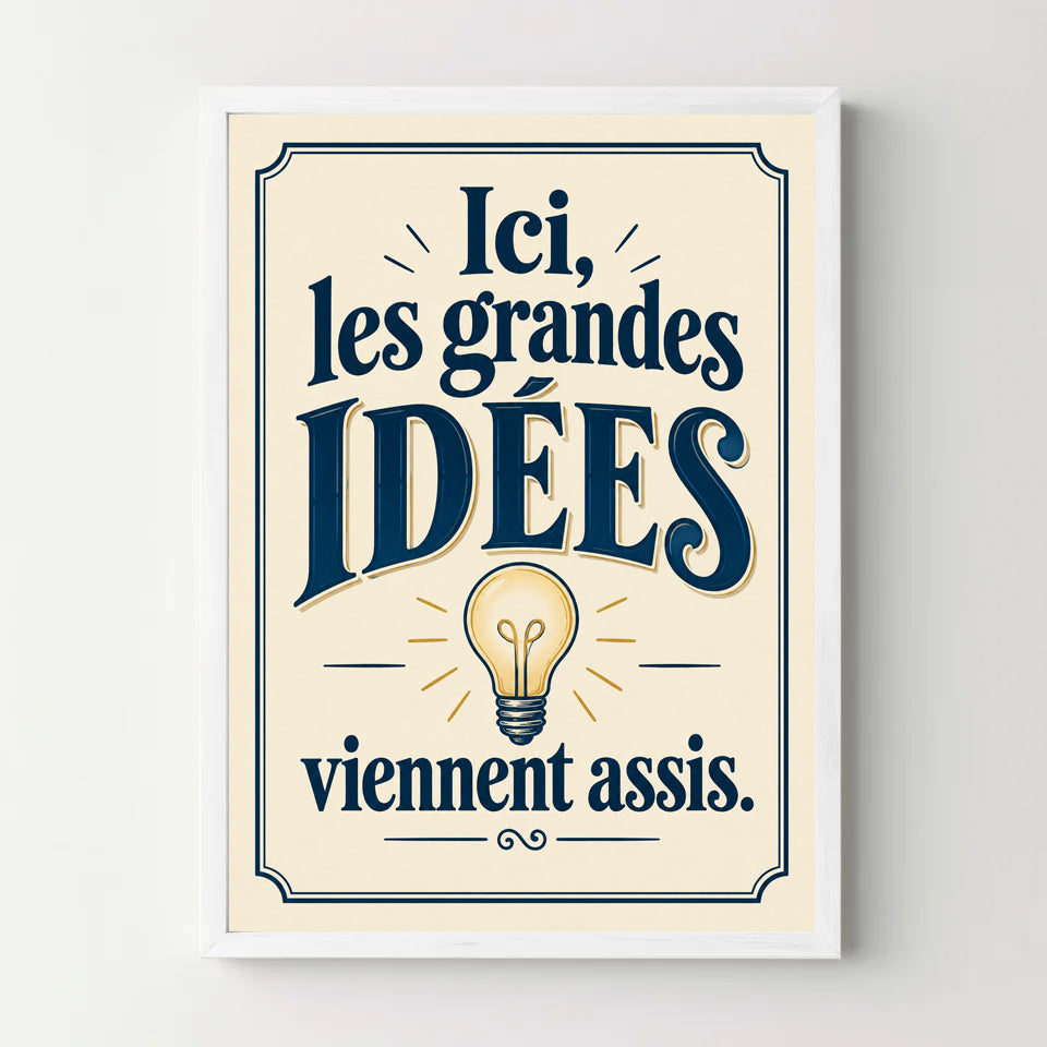 Affiche WC grandes idees – cadre blanc