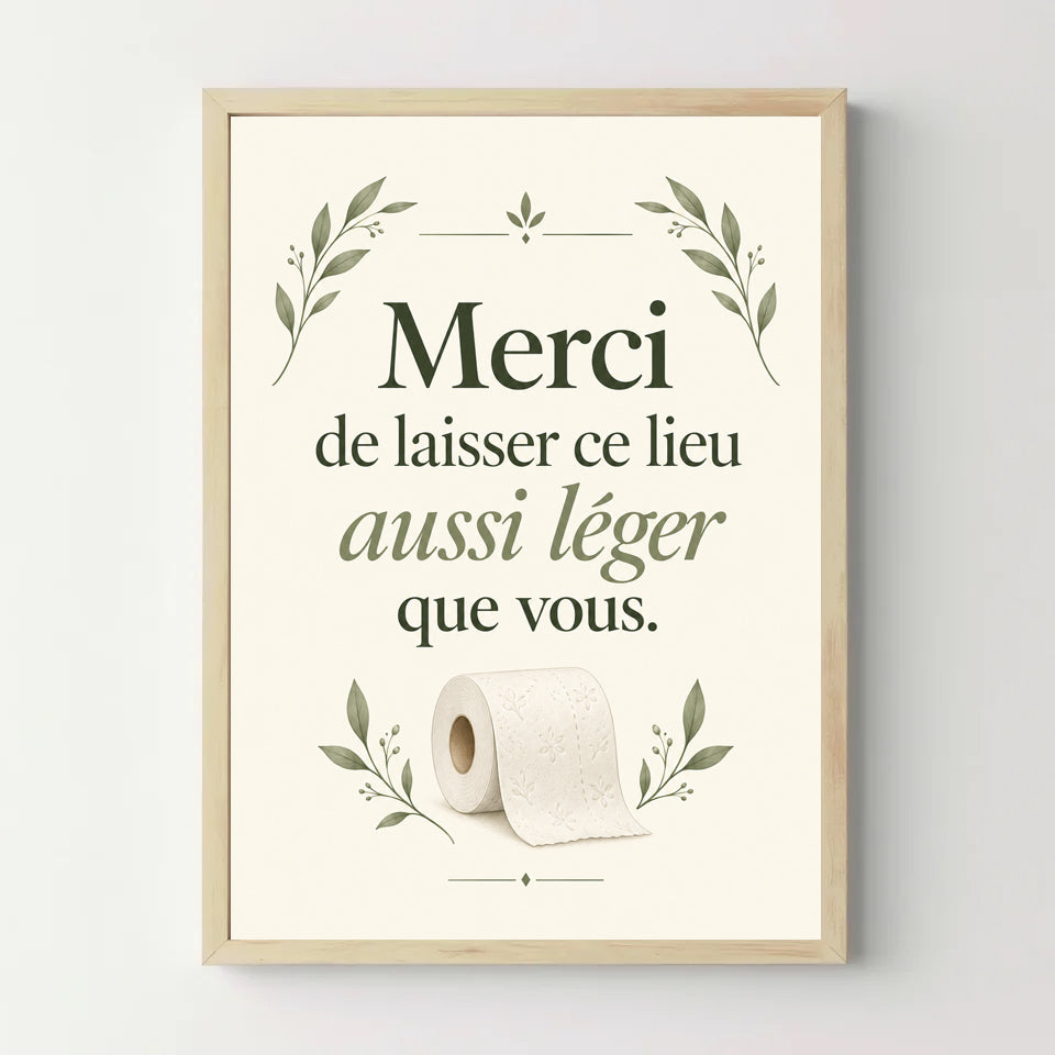 Affiche WC leger – cadre bois