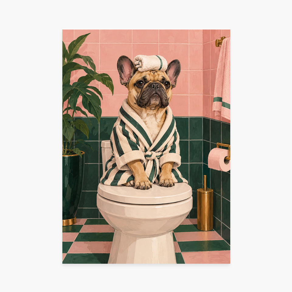 Affiche WC bouledogue spa – sans cadre
