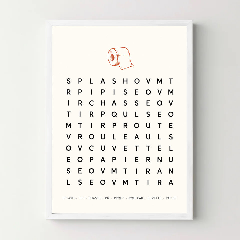 Affiche WC mots meles – blanc