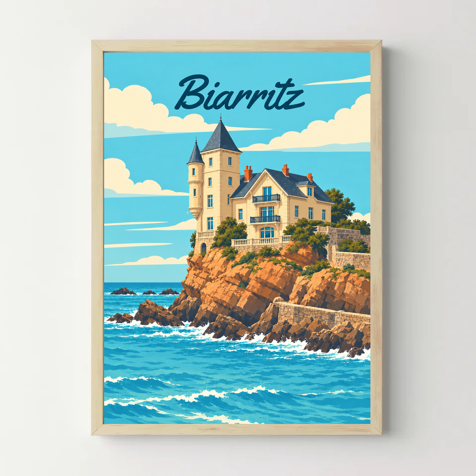 Affiche Biarritz – cadre bois