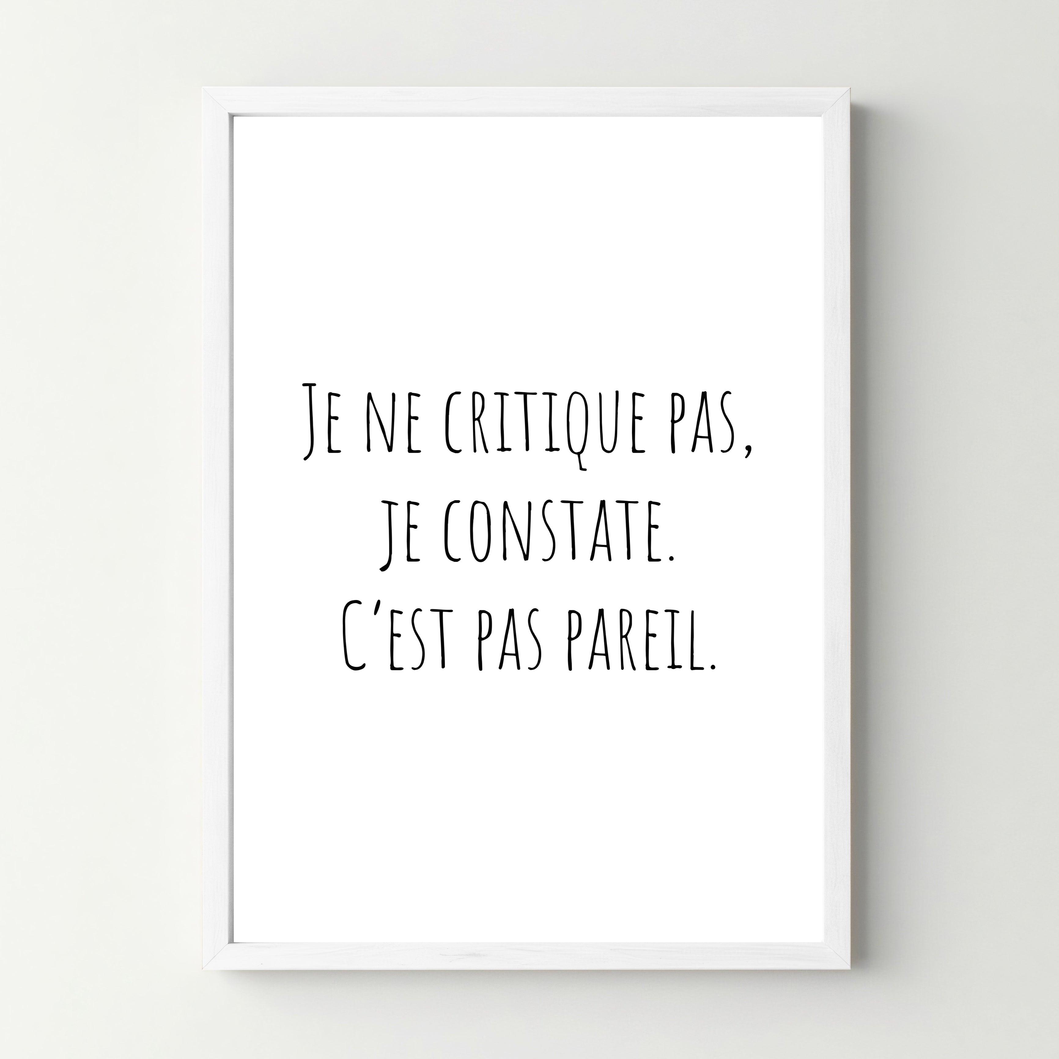 Affiche "Je ne critique pas" - cestfrancais.fr