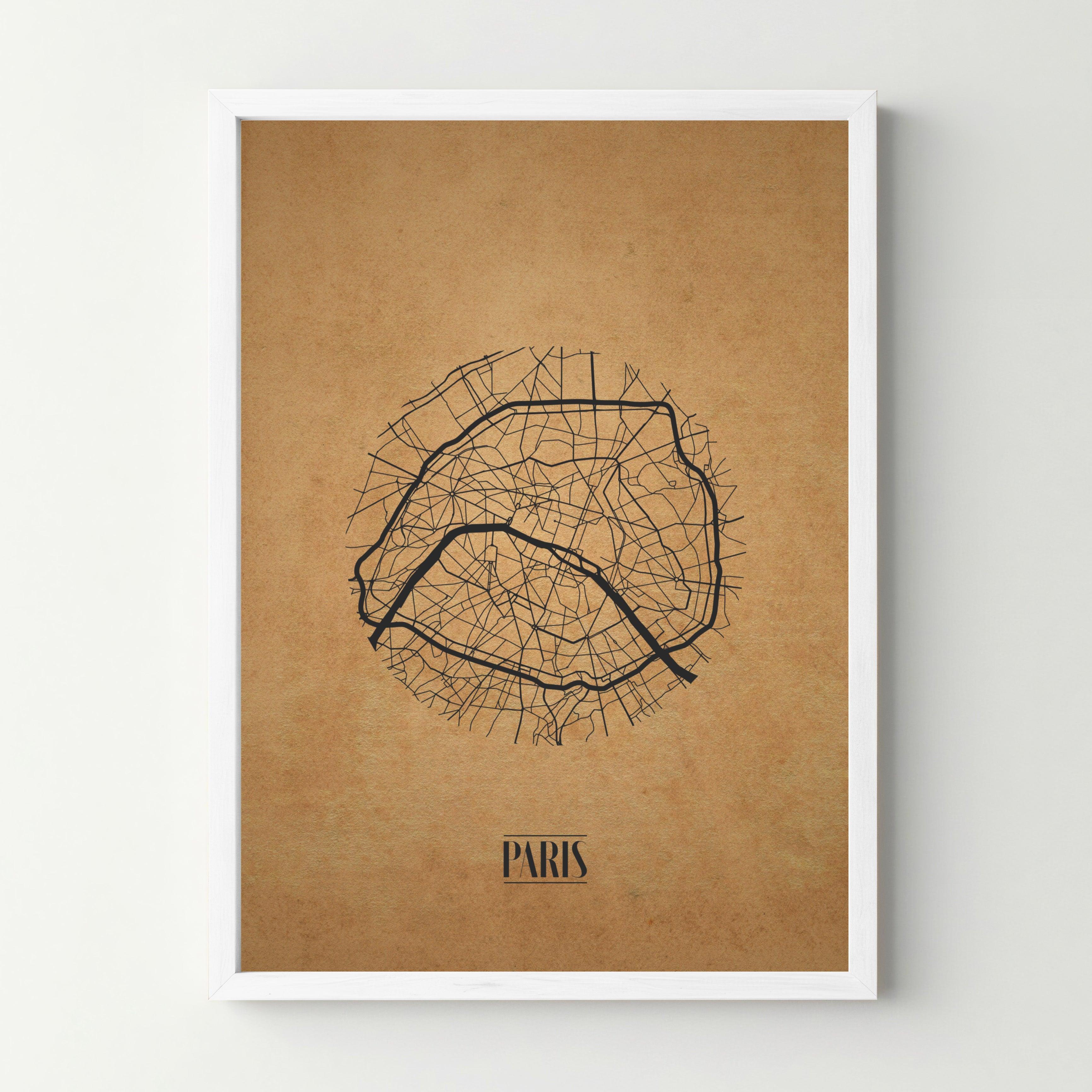 Affiche "Carte Paris Vintage" - cestfrancais.fr