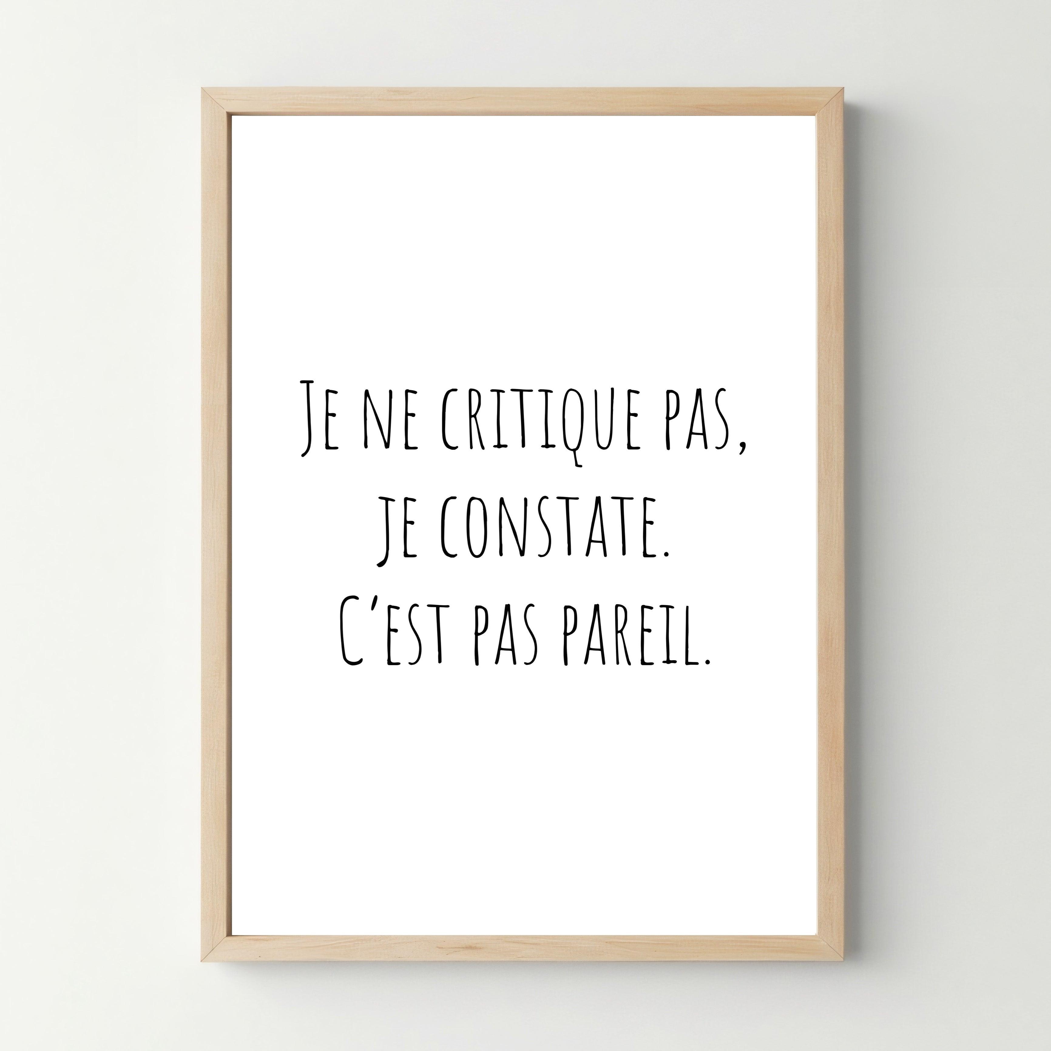 Affiche "Je ne critique pas" - cestfrancais.fr