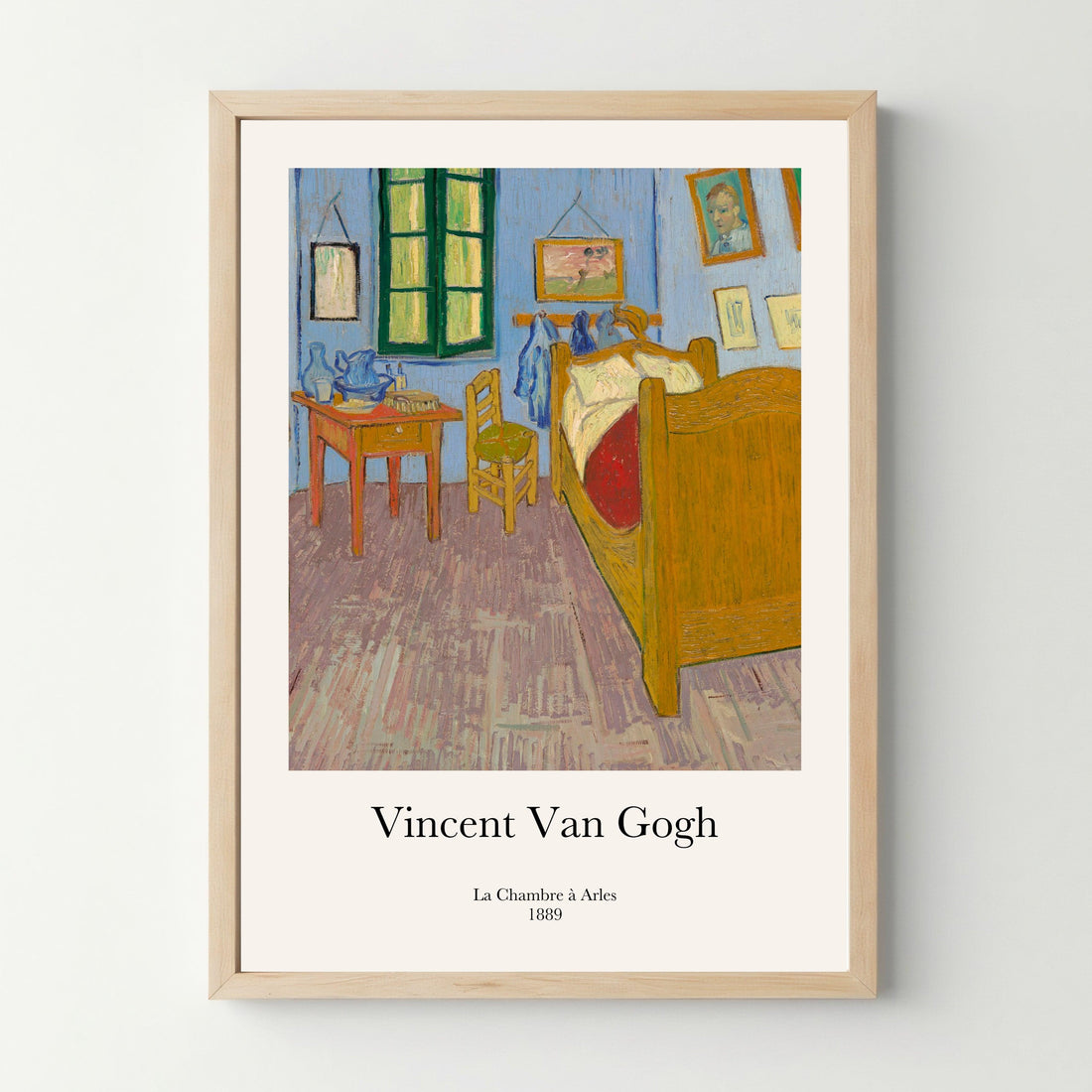 Affiche encadrée bois, reproduction de La Chambre à Arles Van Gogh, décoration murale artistique.