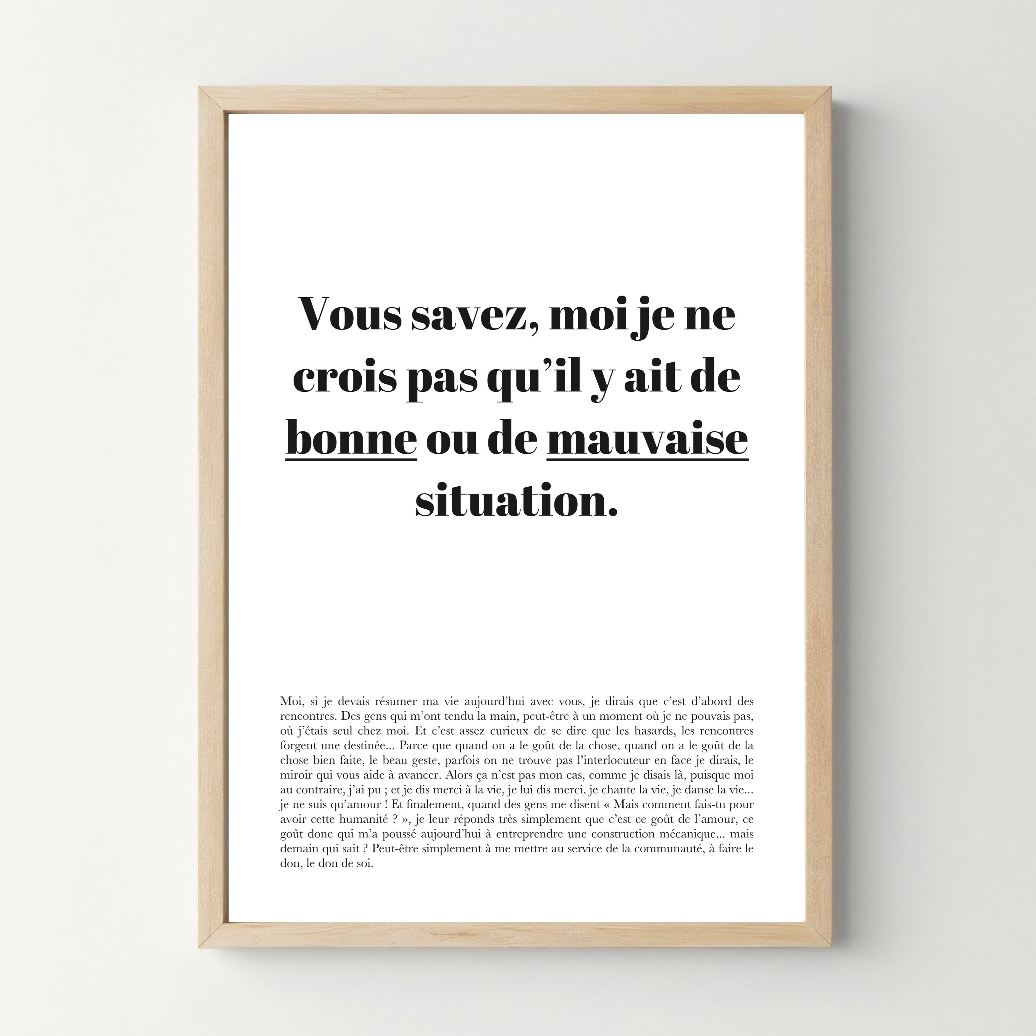 Affiche citation "Bonne ou mauvaise situation" - Astérix Mission Cléopâtre - cestfrancais.fr