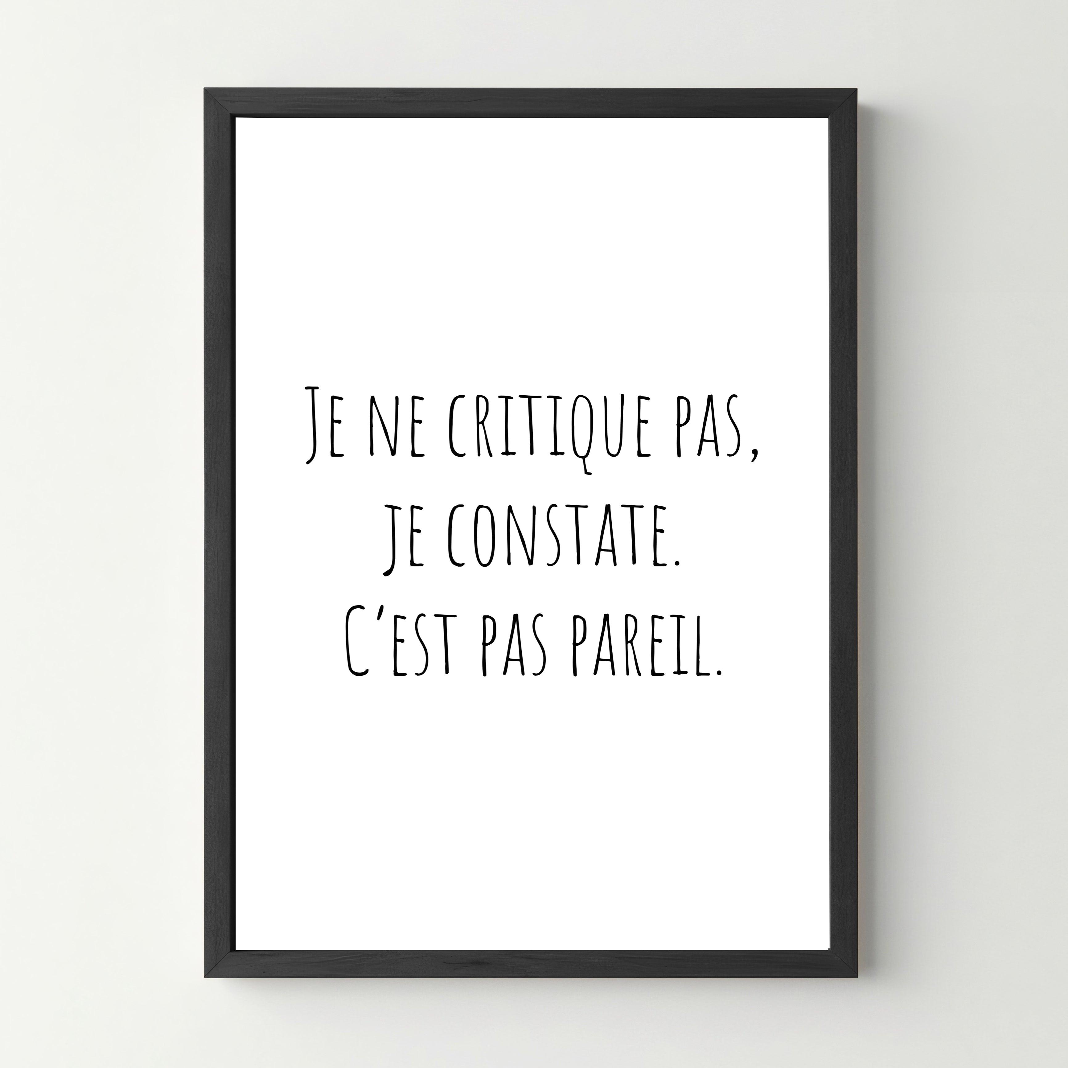 Affiche "Je ne critique pas" - cestfrancais.fr
