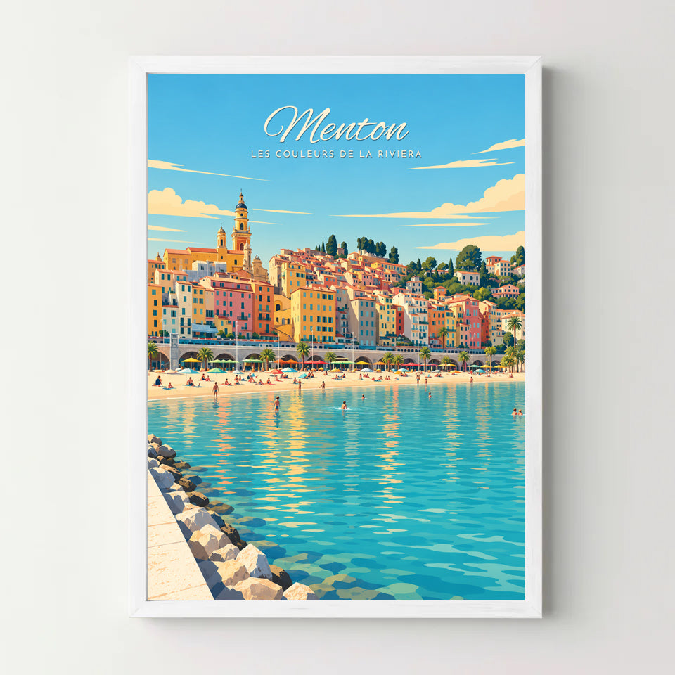 Affiche Menton – Les couleurs de la Riviera — cadre blanc