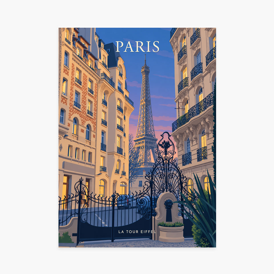 Affiche Paris – La tour Eiffel au crépuscule — sans cadre