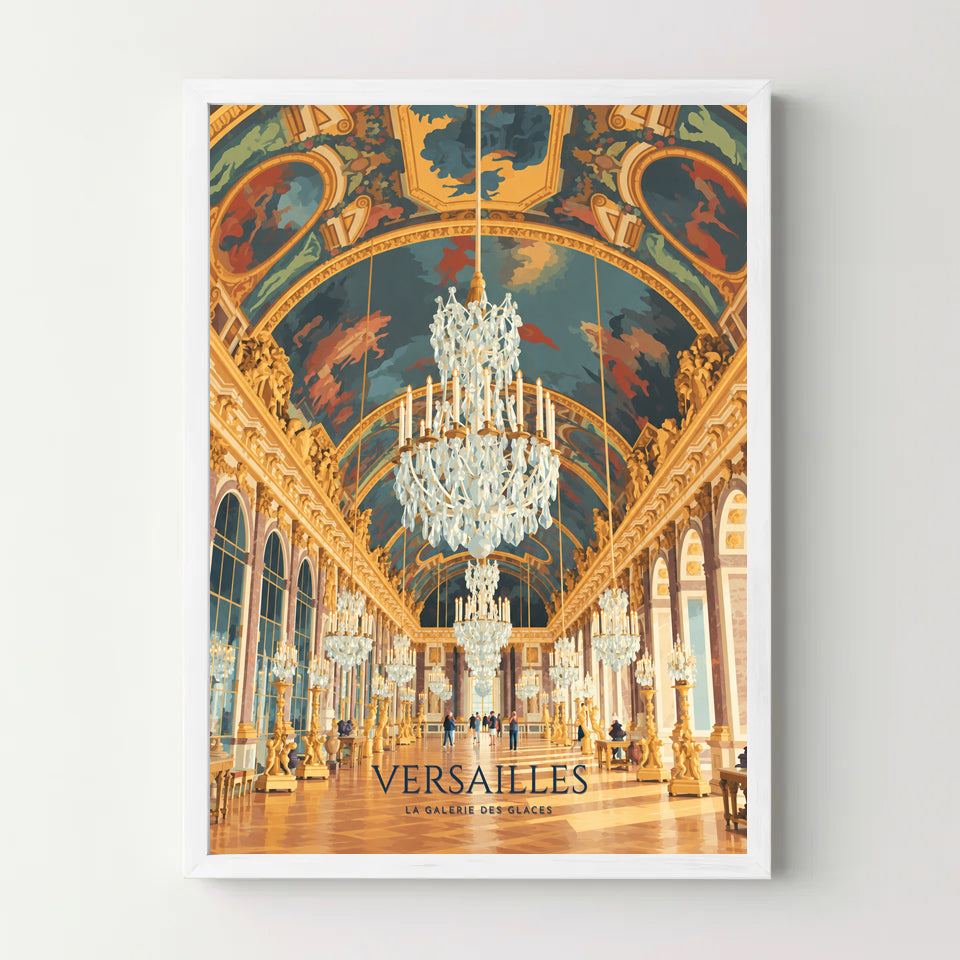 Affiche Versailles – La Galerie des Glaces — cadre blanc