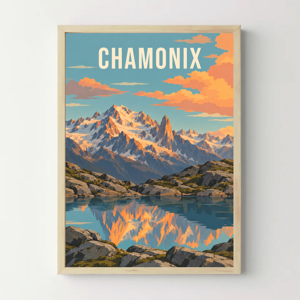 Affiche chamonix – cadre bois