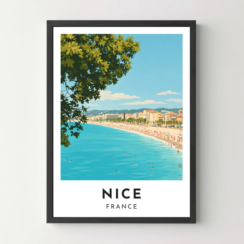 Affiche Nice – La baie des Anges – cadre noir