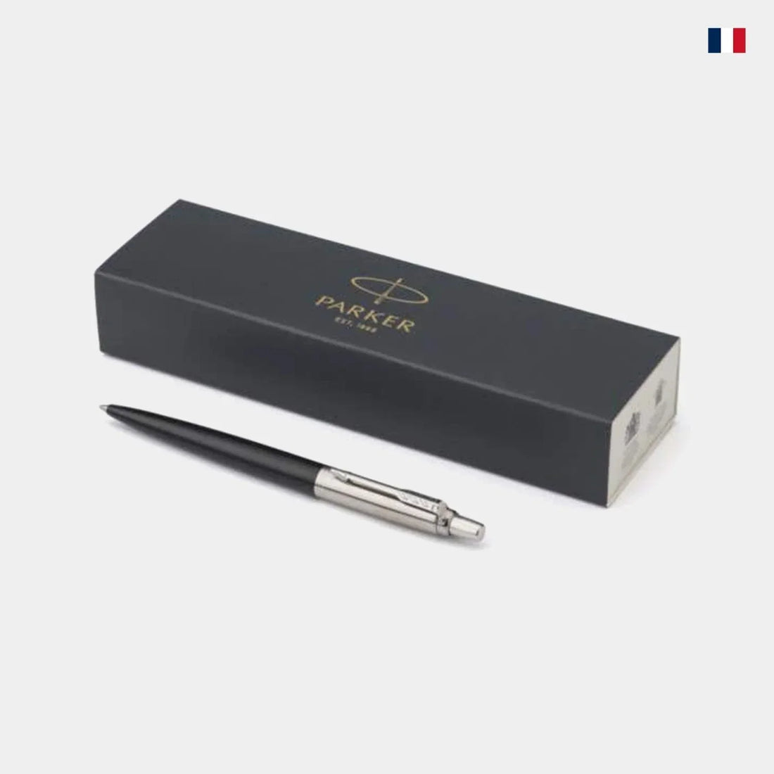 Stylo bille Parker noir et argent avec coffret cadeau élégant, idée cadeau personnalisé