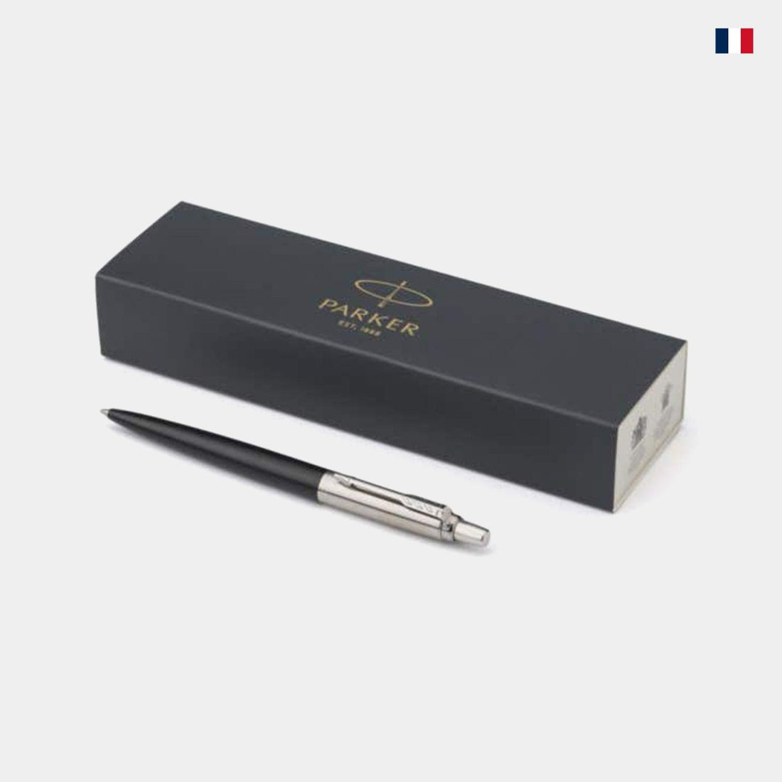 Stylo bille Parker noir et argent avec coffret cadeau élégant, idée cadeau personnalisé