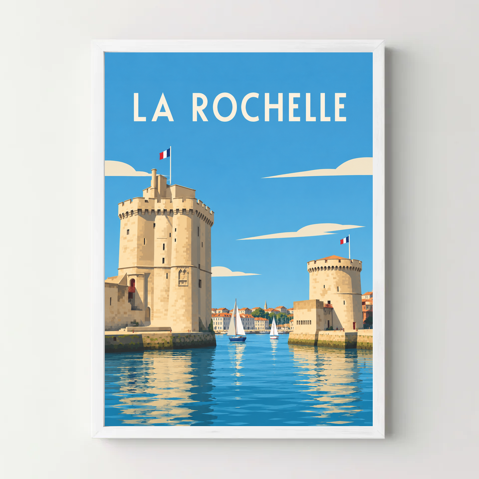 Affiche La Rochelle – cadre blanc