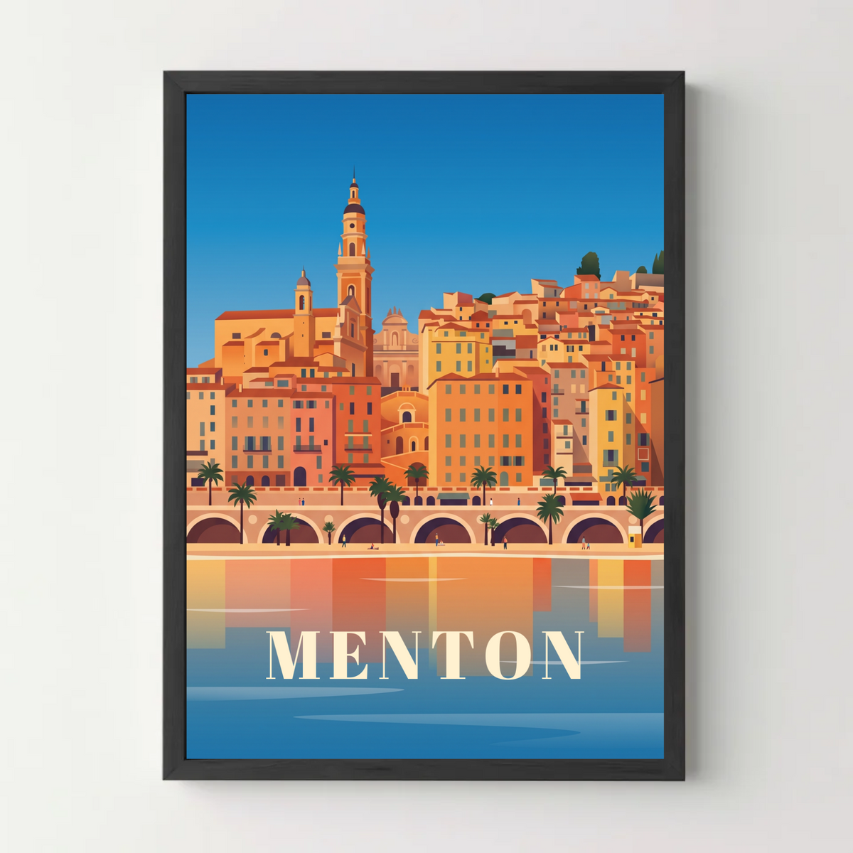 Affiche Menton – cadre noir