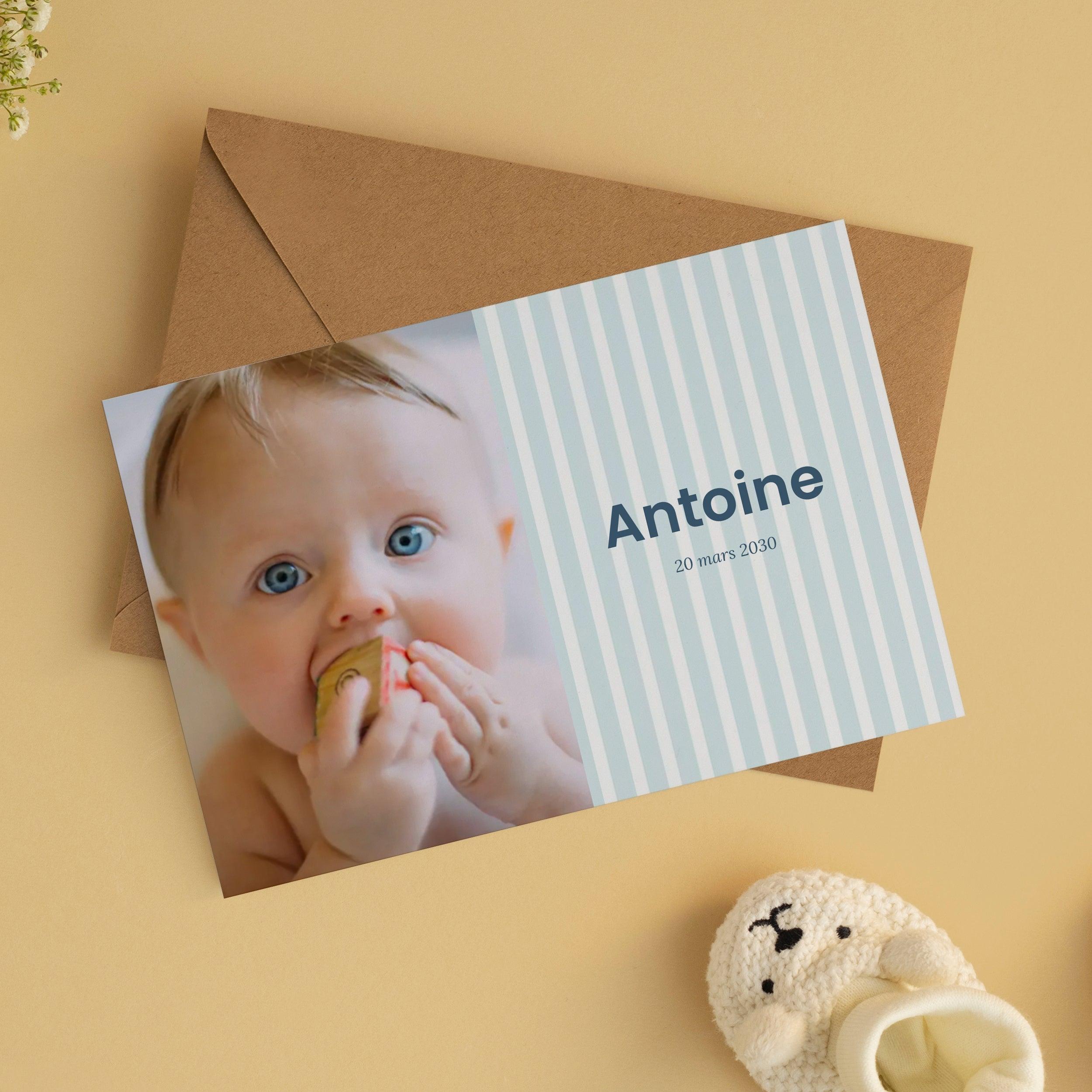 Faire-part naissance - Rayures photo - cestfrancais.fr