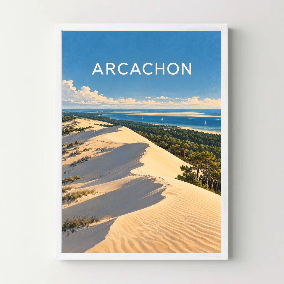 Affiche Arcachon – Le bassin — cadre blanc