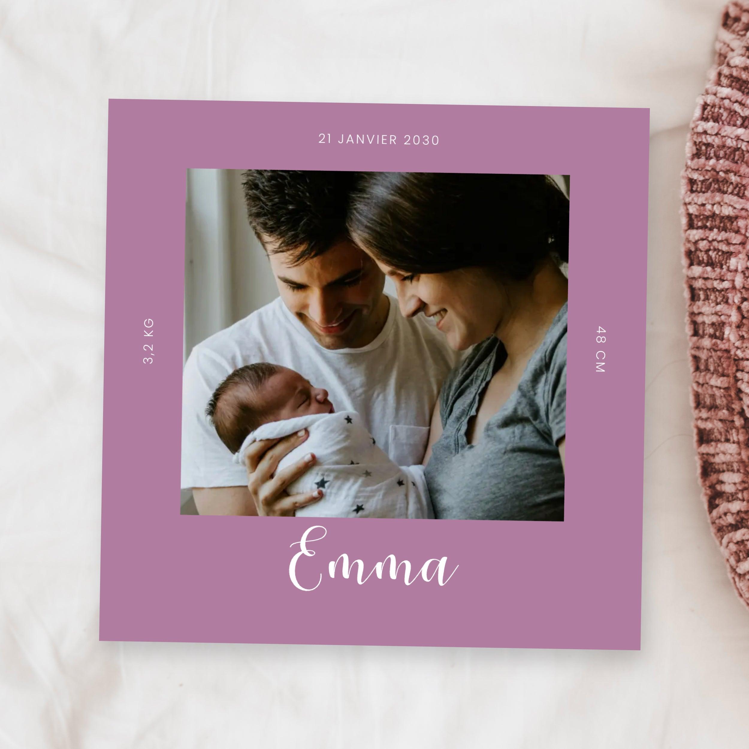 Faire-part naissance - Photo carrée Orchidée - cestfrancais.fr